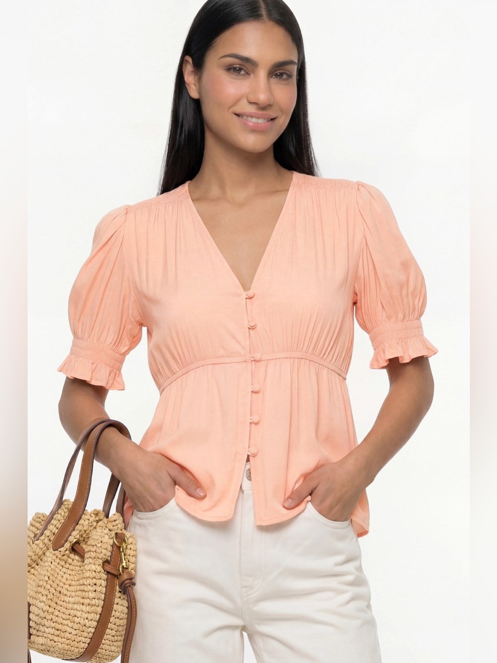Louna Pink Button Front Top size large